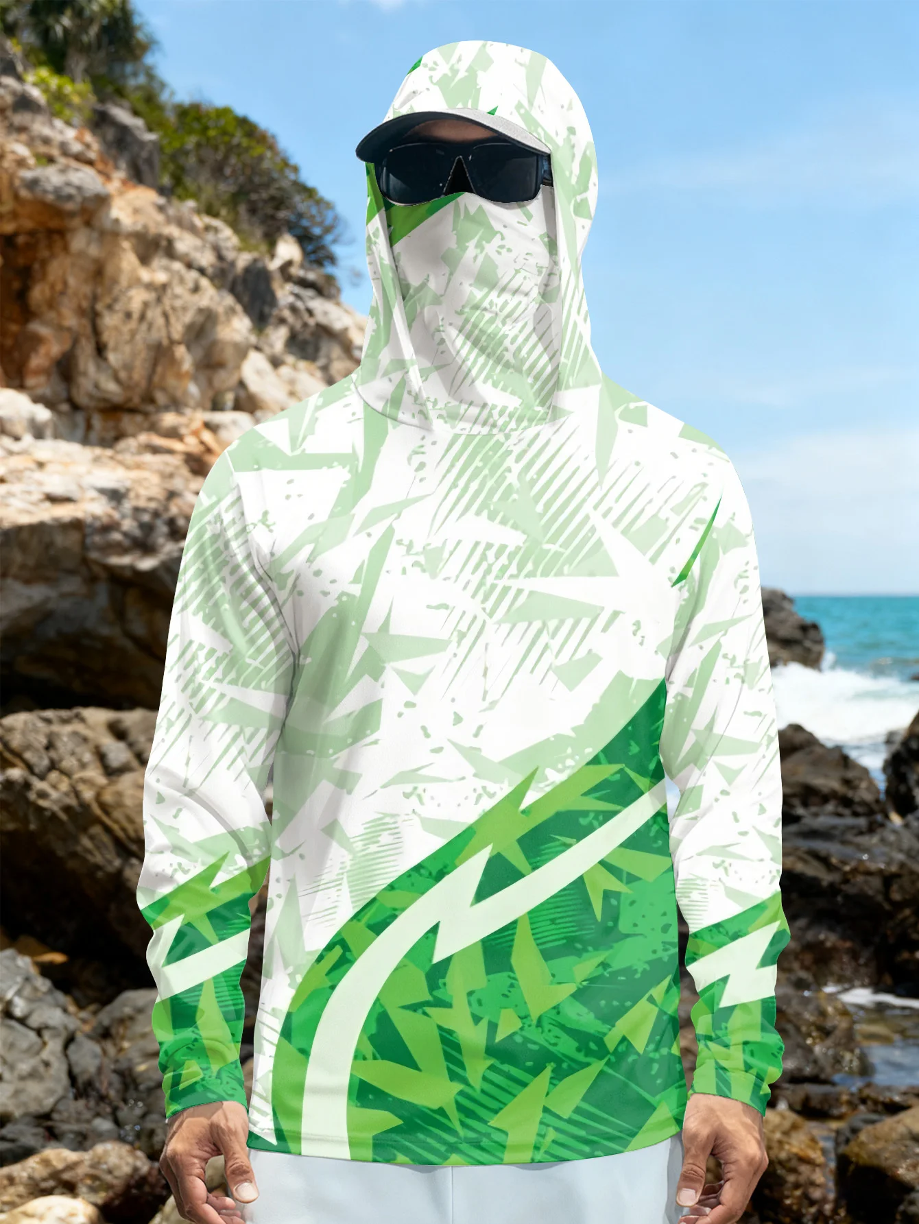 Mens Fishing Shirt Hooded UPF  - Fishing Mask Sun Protection recension och pris