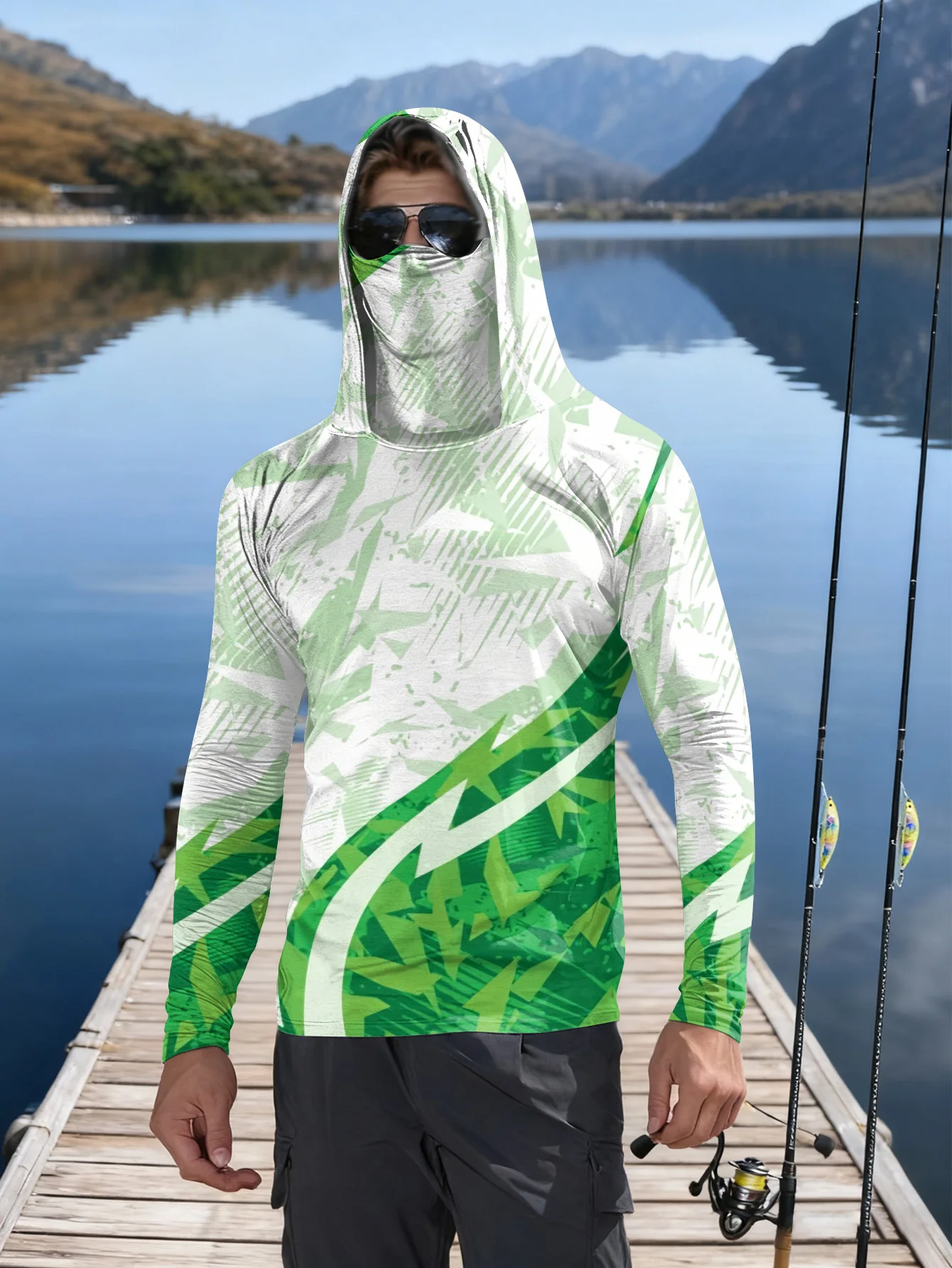Mens Fishing Shirt Hooded UPF  - Fishing Mask Sun Protection recension och pris