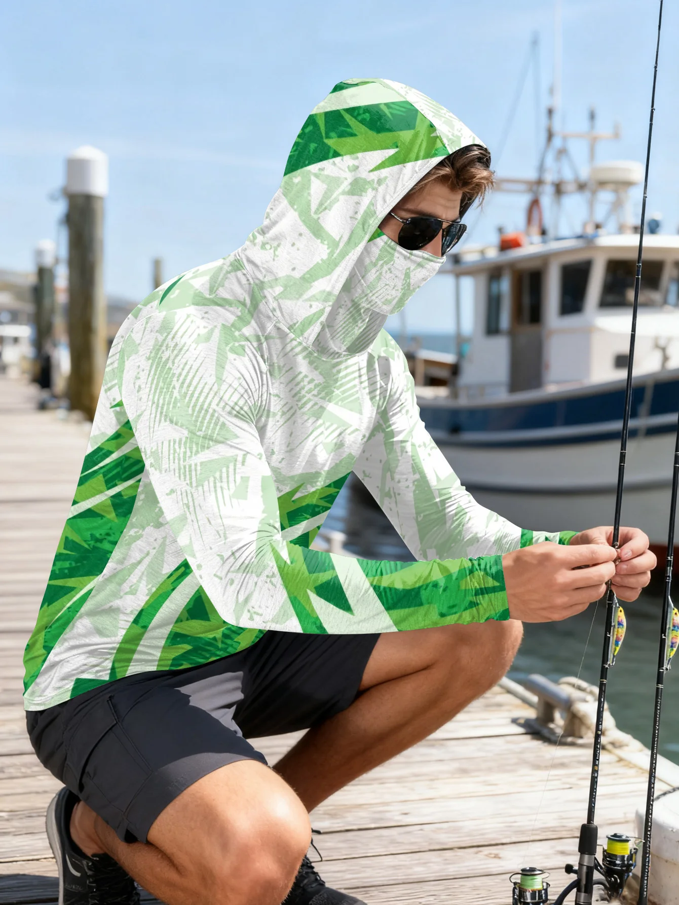 Mens Fishing Shirt Hooded UPF  - Fishing Mask Sun Protection recension och pris