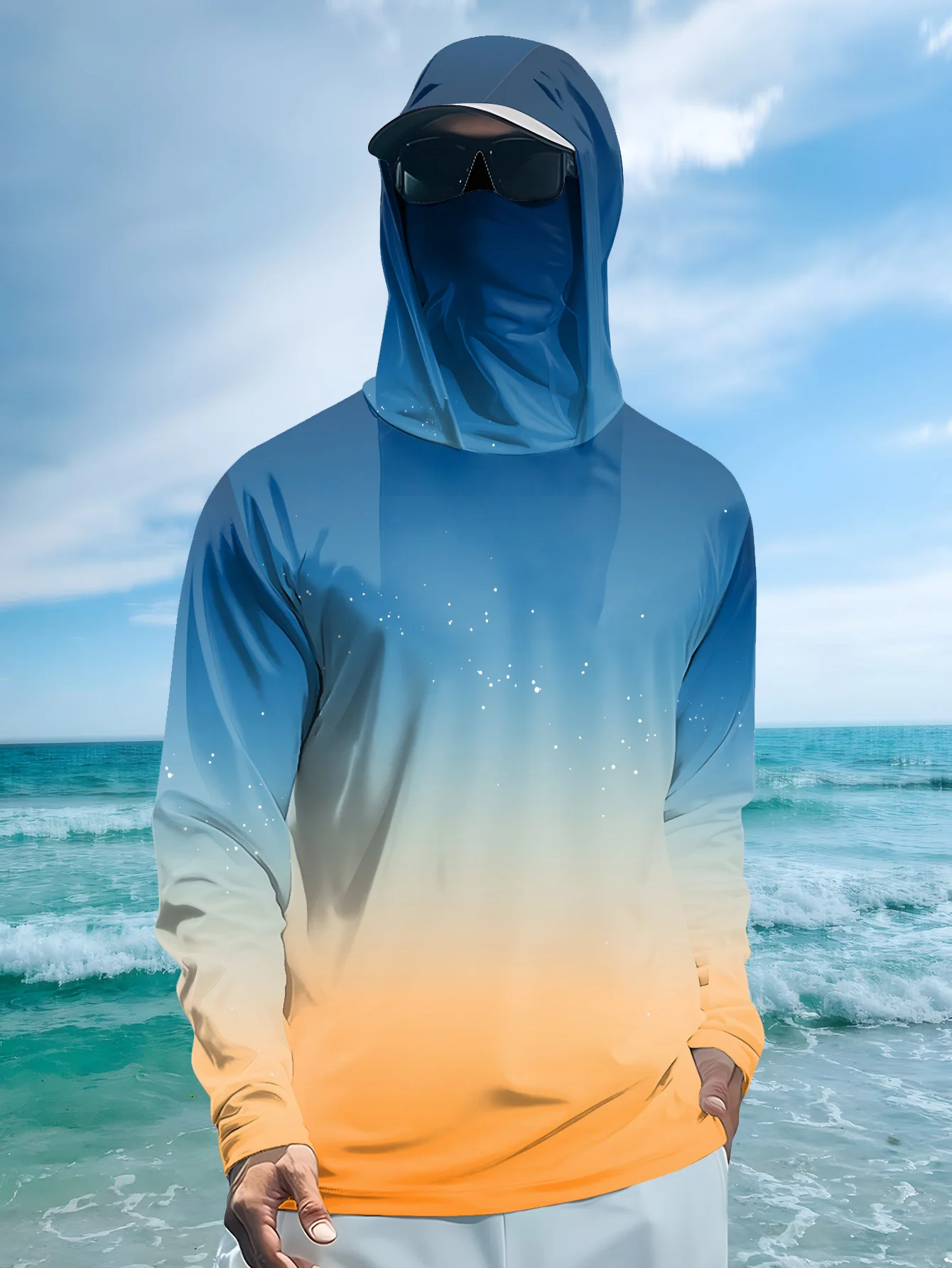 Mens Fishing Shirt Hooded UPF  - Fishing Mask Sun Protection recension och pris