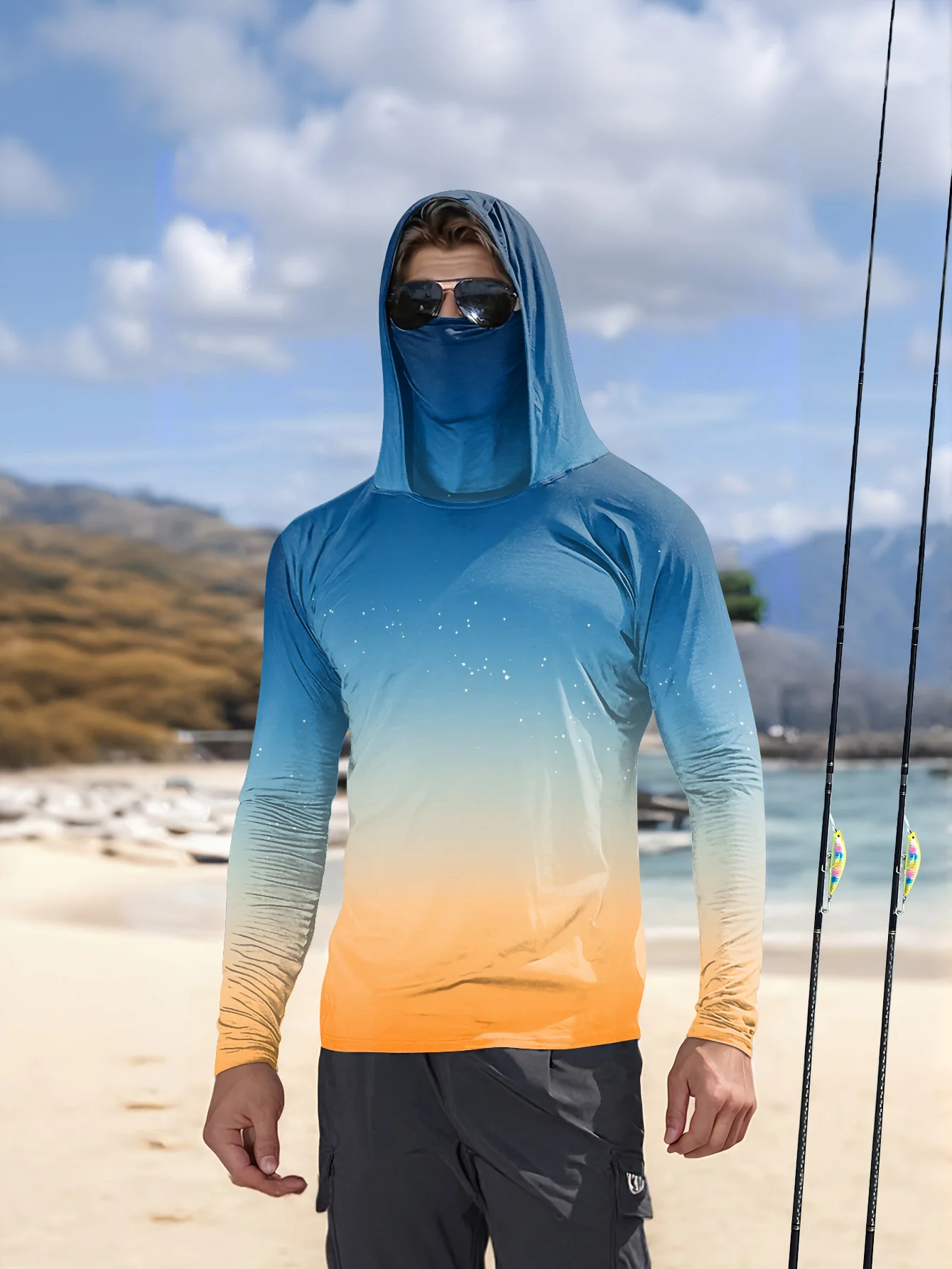 Mens Fishing Shirt Hooded UPF  - Fishing Mask Sun Protection recension och pris